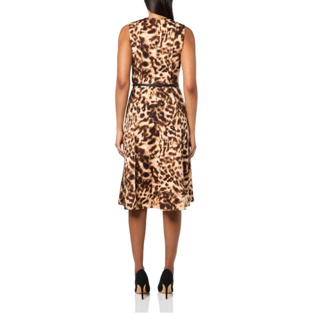 Halston Leopard Belted Scuba Dress - Picture 2 of 3